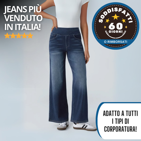 Jeans Elasticizzati e Traspiranti con vita alta e gamba larga